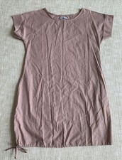 Misslook Womens Dress Sz M Short Sleeve Cotton Adjustable Hem Blush Pink NEW