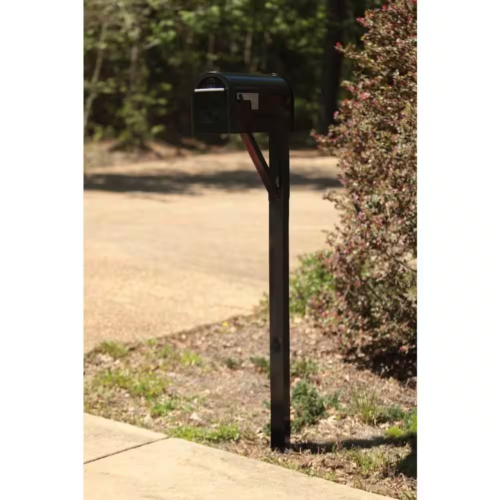 Steel Drive-In, Top Mount, Mailbox Post Kit, Black - Picture 9 of 12