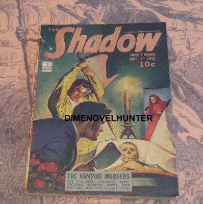 VAMPIRE MURDERS GD+ THE SHADOW SEPTEMBER 01 1942 MAXWELL GRANT PULP VIDEO