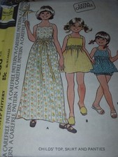 1974 McCALL'S 3980- GIRLS RETRO TOP - TWO LENGTH SKIRT PANTIES PATTERN 2 FF