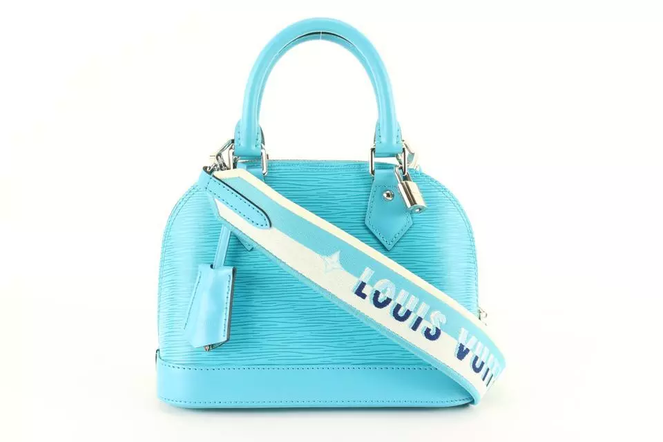 Alma leather handbag Louis Vuitton Turquoise in Leather - 26835614