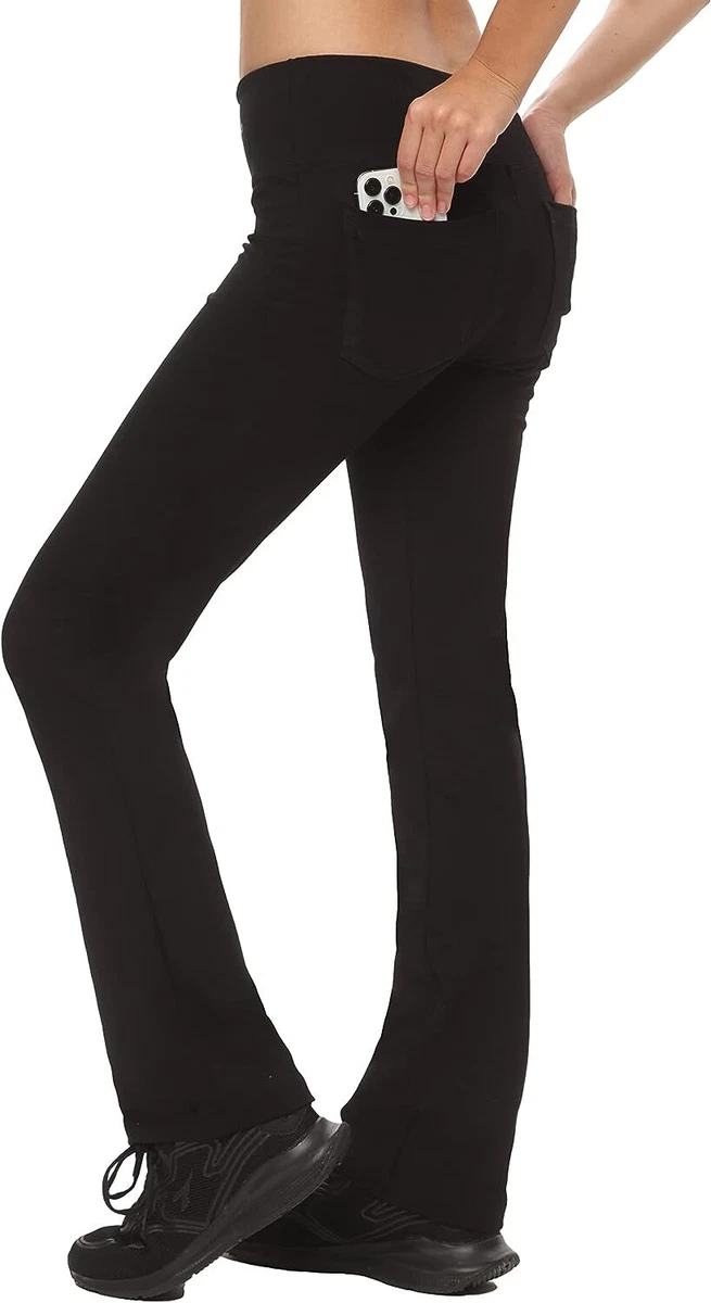 Nirlon Straight Leg Yoga Pants With Pockets - High Waisted Leggings For  Women 