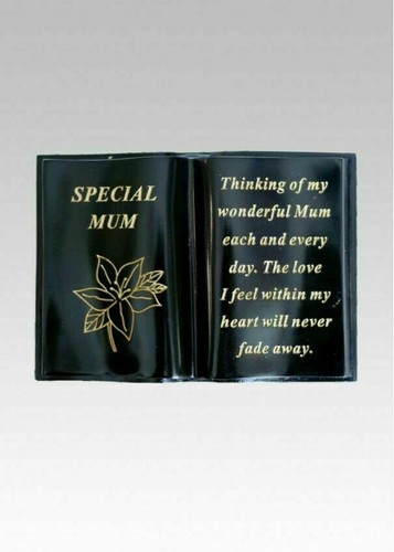 New Memorial Lily Flower Sentimental Grave Plaque Stone Gold Verse Funeral Books - Picture 2 of 16