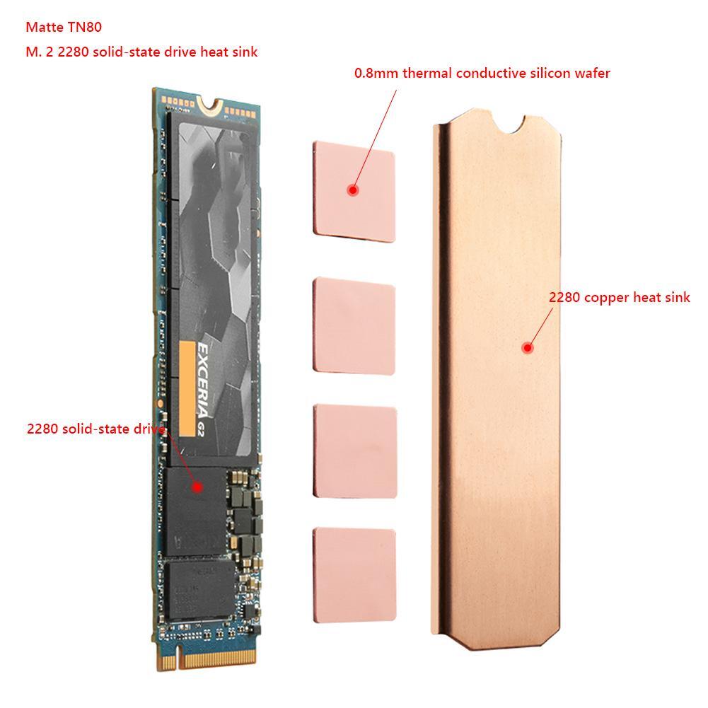 0.5mm 401W Copper Heat Sink with Thermal Pad for M.2 2242 2280 NVMe SSD