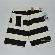 BOB DONG Vintage Prisoner Style Heavyweight Shorts 16oz Motorcycle Striped Pants