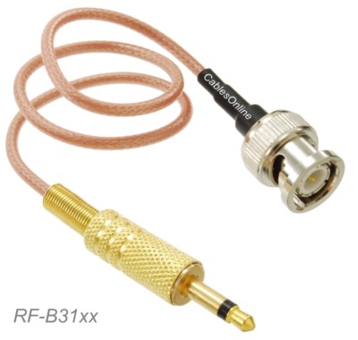 BNC Male to 3.5mm (1/8'') TS Male 50-Ohm RG316 Coax Low Loss Jumper RF Cable