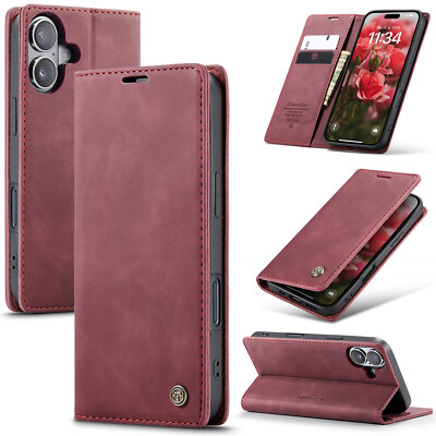 For iPhone 15 16 17 Pro Max 14 13 12 11 Magnetic Flip Leather Wallet Phone Case