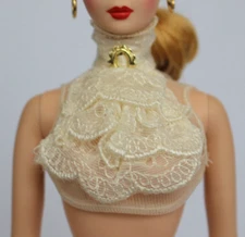 White Lace Dickey Barbie Undershirt Jabot Insert Victorian Accessory Doll Top