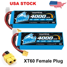 2pcs Yowoo 4S 14.8V 4000mAh XT60 150C Lipo Battery Graphene for RC Drone Truck