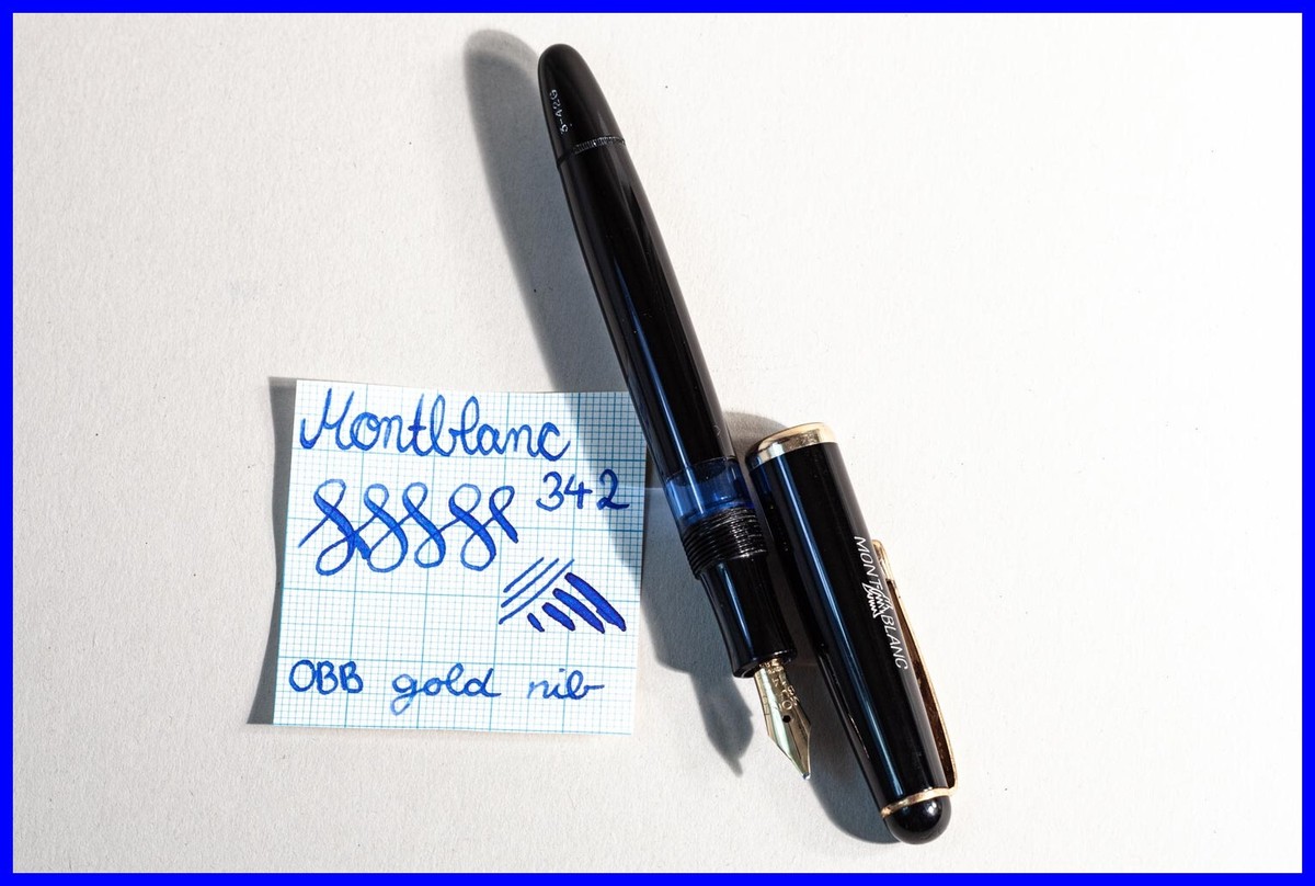 MONTBLANC ヴィンテージ 万年筆 No.342 585 k14 MONTBLANC 342 Piston Filler in black & gold with signing OBB 14c