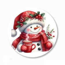 Hot Cocoa Snowman Christmas Favors Scrapbook Stickers Envelope Seals Labels