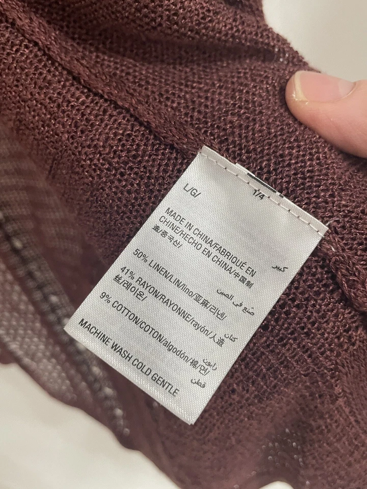 Alfani Burgundy Red  Lace Knitted Open Cardigan Size L 3/4 Sleeve - Image 3 of 4