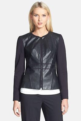 Classiques Entier Prägung Leder & Sunmosa Ponte Jacke (Größe L)