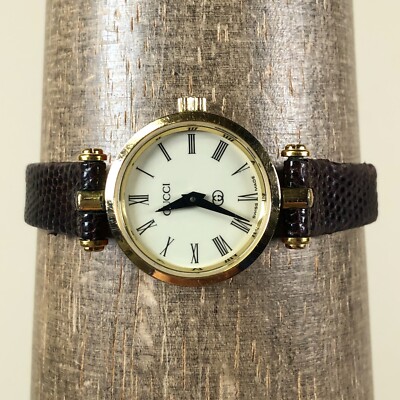 Gucci Shery Line Women Gold Dial Leather Quartz For Watch Parts Or