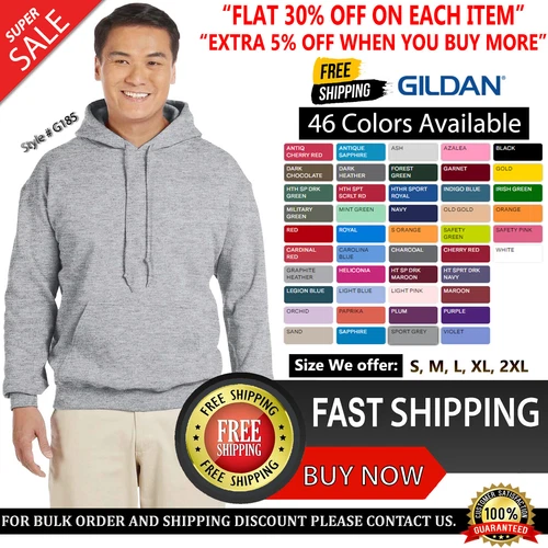 Gildan Adult Heavy Blend 50/50 Long Sleeves Pullover Hooded Sweatshirt G185 - product listing photo