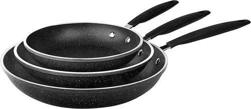 Granitestone 3 Pack Nonstick Frying Pan Set 8”,10” & 12” w/ Rubber Grip Handles