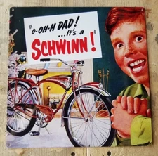 Schwinn vintage Christmas morning advertisement reproduction steel sign