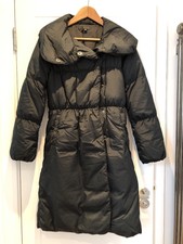 Theory Long Black Down Puffer Puffa Coat Parka P Petite Xs S Small