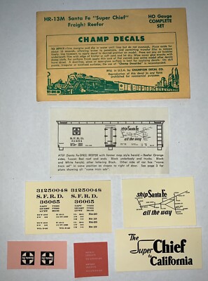 CHAMP HO DECAL - SANTA FE / ATSF REEFER  SUPER CHIEF  -MAP ON ONE SIDE - #HR-13M
