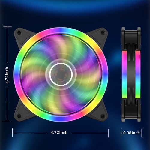 1-4PCS 120mm RGB LED Computer PC Case Fan Air Cooling Quiet Hydraulic Game Fans - Afbeelding 21 van 47