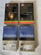 Betamax L750 222m Sealed Lot Of 4 Blank Video Cassettes Sony And BASF