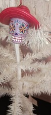 KURT ADLER 2.75 " RESIN- DAY OF THE DEAD PURPLE SKULL ORNAMENT-NEW