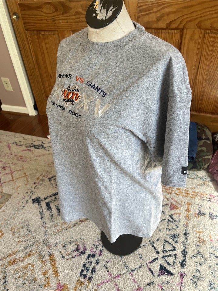 Vintage baltimore ravens super bowl xxxv shirt mens l nfl gray puma ebay