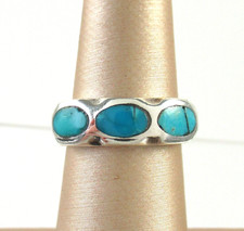 .925 Sterling Silver Turquoise Ring Southwestern Artisan Hand Made sz 5