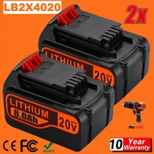 2PACK 20V MAX Lithium-ion Battery for Black and Decker 20 Volt 8.0Ah LBXR20 LB20