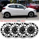 <!--F#f_0-->Set of 4 R15 Tire Steel Rims Snap-On Hubcaps Wheel Covers For Mazda 2 2011-2014<!--F/-->