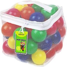 Vibrant 50 Pack of Plastic Ball Pit Balls - Includes Reusable Storage Bag
