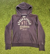 Aeropostale NYC Athletics 1987 Hoodie Navy Purple Women s Size L