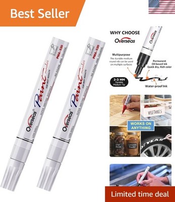 Versatile 2-Pack White Paint Pens - Waterproof & Fade-Resistant Markers