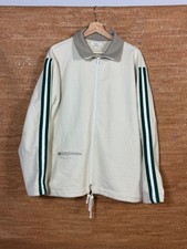 Lady White Co Webbing Track Jacket Cream Zip Up Fleece Size XL Made in USA