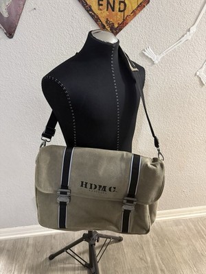 HDMC Harley Davidson Canvas Messenger Laptop Bag Green/Black Adjustable Strap
