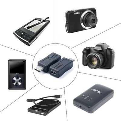 Mini USB Female to Type-C Male Adapter Support Charging and Data Sync Connector