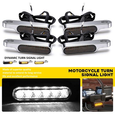 4Pcs Amber Motorcycle Handlebar LED Turn Signals Blinker For Harley Road King