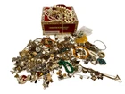 Large Vintage Costume Jewelry Lot Pearls, Cameos, Bangles, Mixed Metals Estate