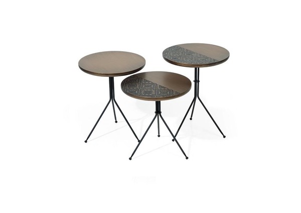 Luxus Braun Beistelltische Set 3X Rundtische Moderne Wohnzimmer Tisch-image