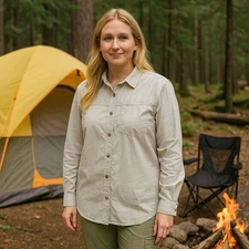 Exofficio Tan Utility Long Sleeve Button up Outdoors Hiking Camping Gorpcore XL