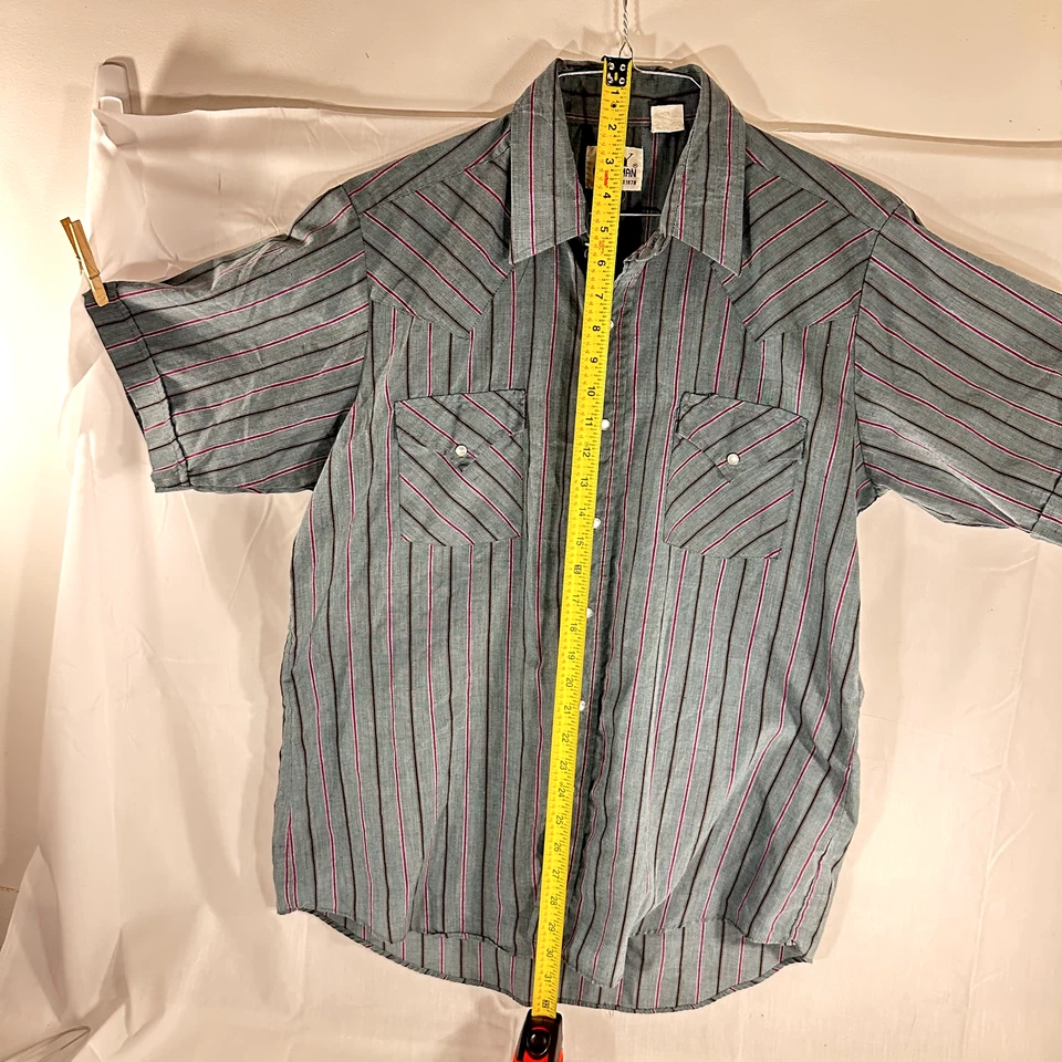 Camisa a Presión De Colección Ely Cattleman Perla Para Hombre 16.5 Gris Magenta Western Rodeo Vaquero Foto 4 de 4