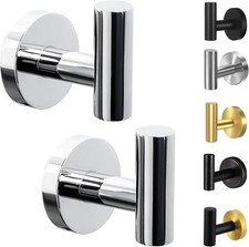 Towel Hooks for Bathroom,2 Packs Wall Mount Towel Holder,Black Matte Wall Robe H