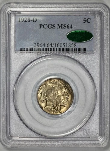 1928-D Buffalo 5c Nickel PCGS MS 64 CAC Approved