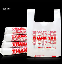 Thank You Bags, 100 Pcs, White Plastic,Shopping & Merchandisise Bags