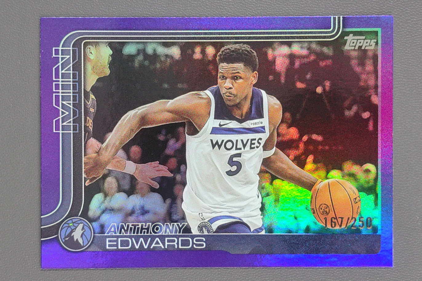 2025-26 Topps Flagship Anthony Edwards Purple Rainbow /250 #108 Timberwolves