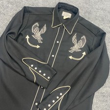 VTG H Bar C California Ranchwear Pearl Snap Double Eagle Western Shirt Size 17