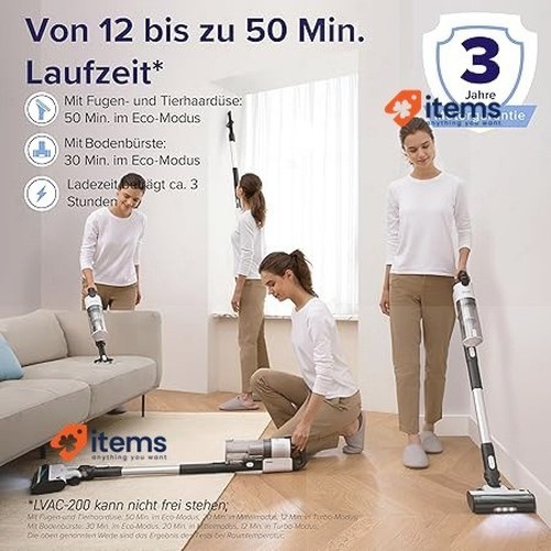 Levoit battery vacuum cleaner with animal hair nozzle black