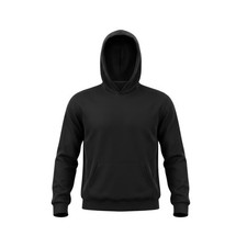 Black Hoodie Men Blank Plain Pullover Sweatshirt Hooded Fleece Pocket Size L