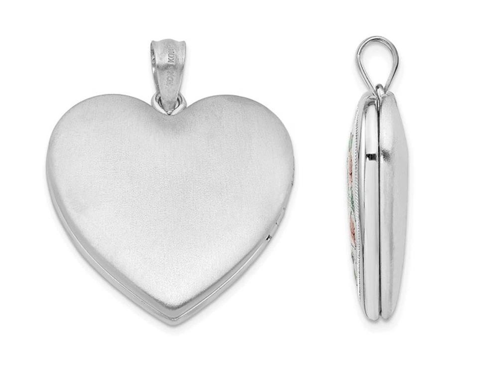 Medallón de plata esterlina con corazón de mamá flor con cadena Foto 3 de 4