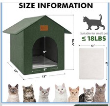 Outdoor Cat House Feral Cat Shelter Waterproof Insulated Cat Bed With Pad Qty 2
